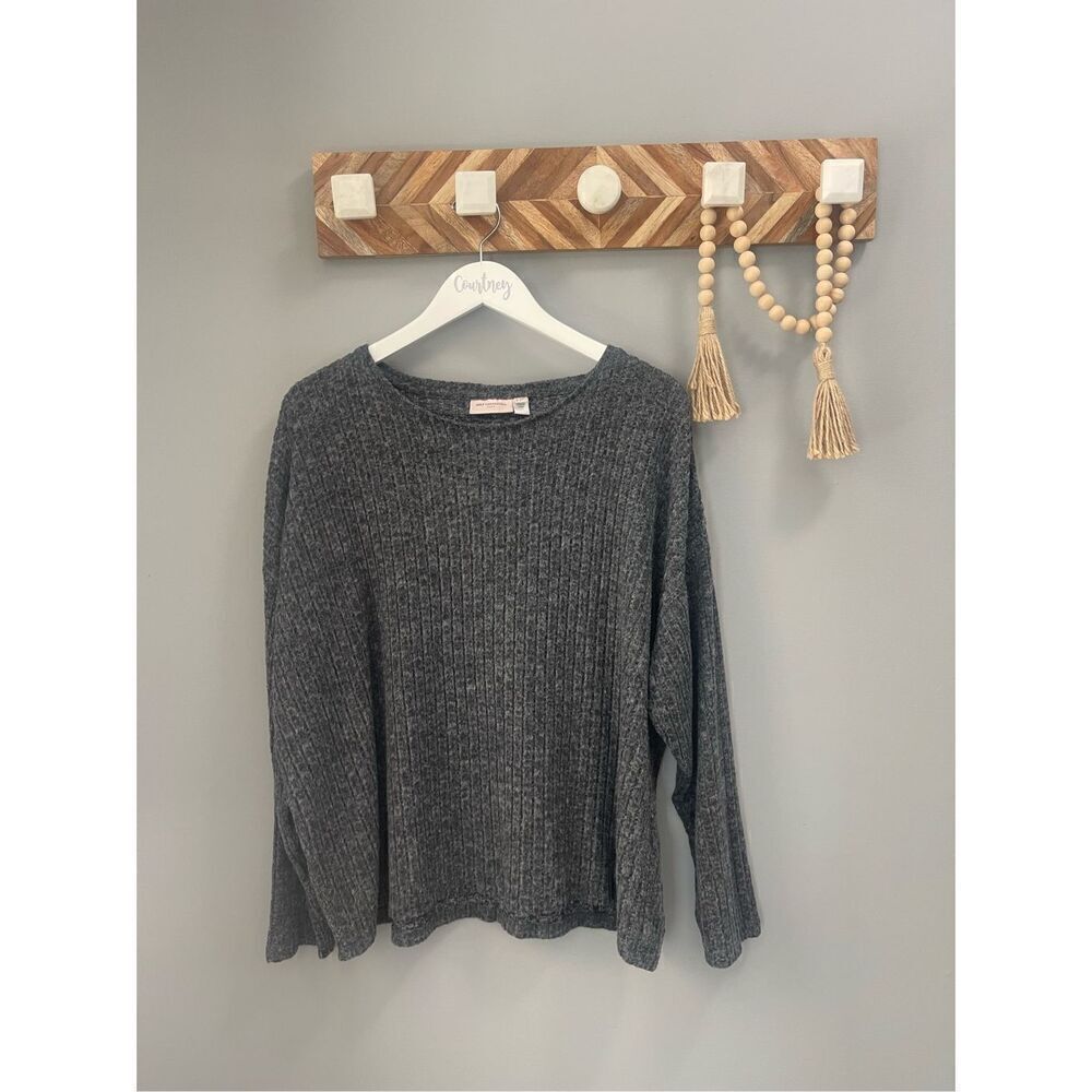Only Carmakoma dark grey ribbed long sleeve top Size 1X